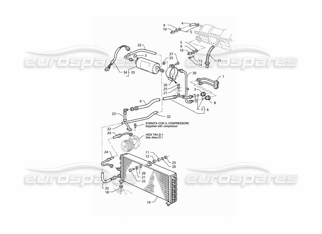 maserati qtp v6 (1996) sistema di climatizzazione (lhd) diagramma delle parti
