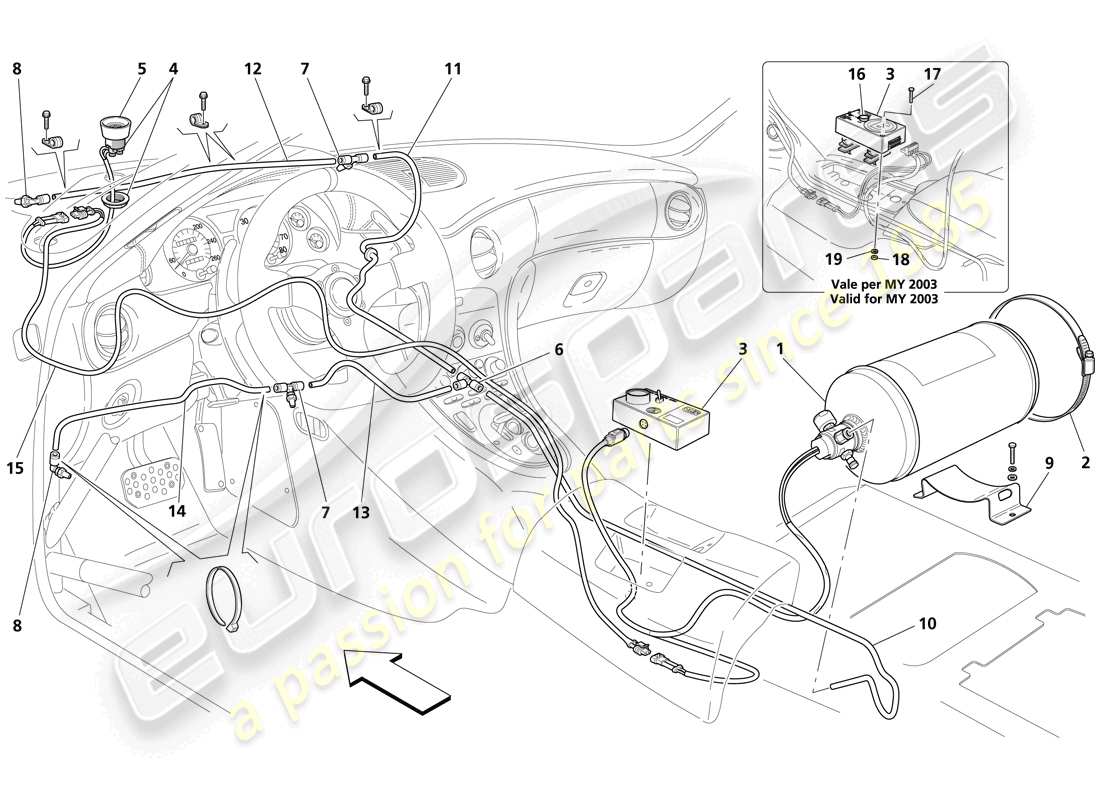 maserati trofeo sistema antincendio diagramma delle parti