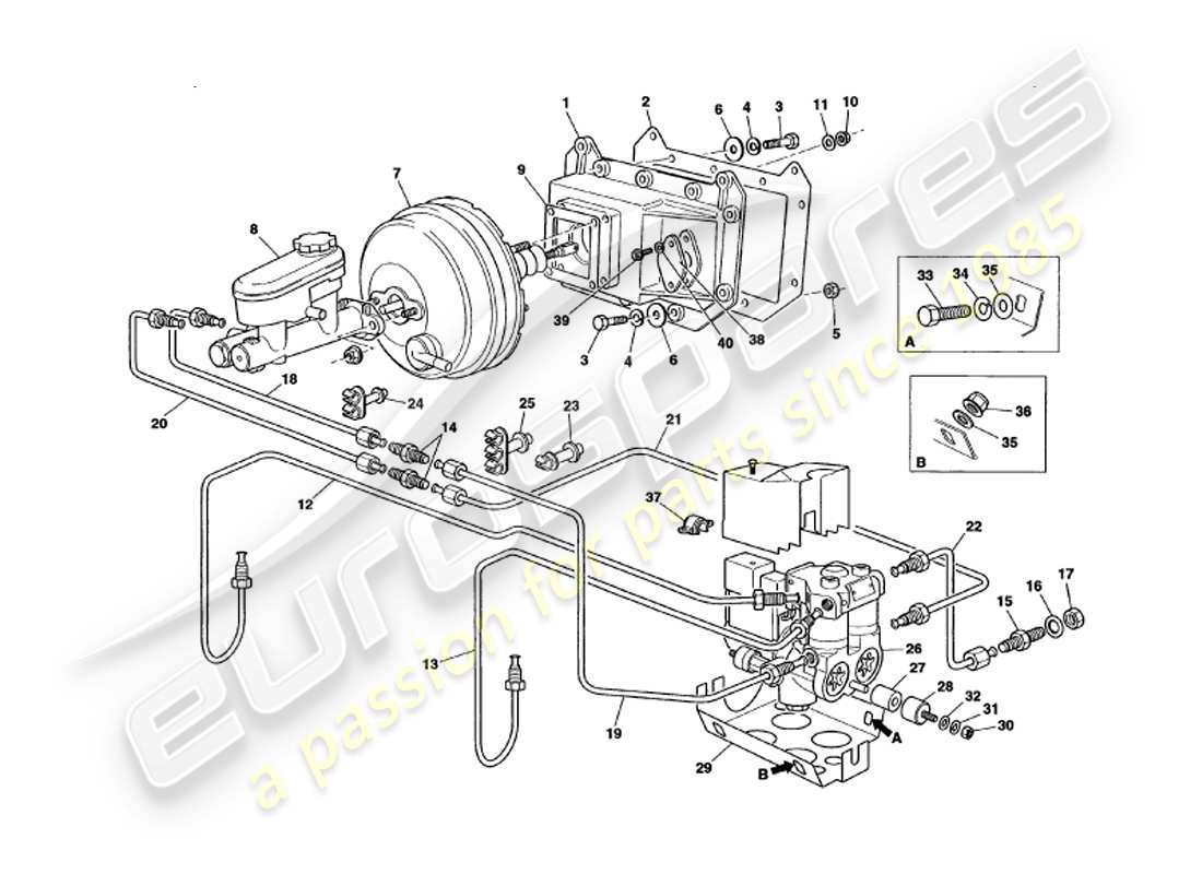 aston martin v8 volante (2000) diagramma delle parti del servo e del modulatore