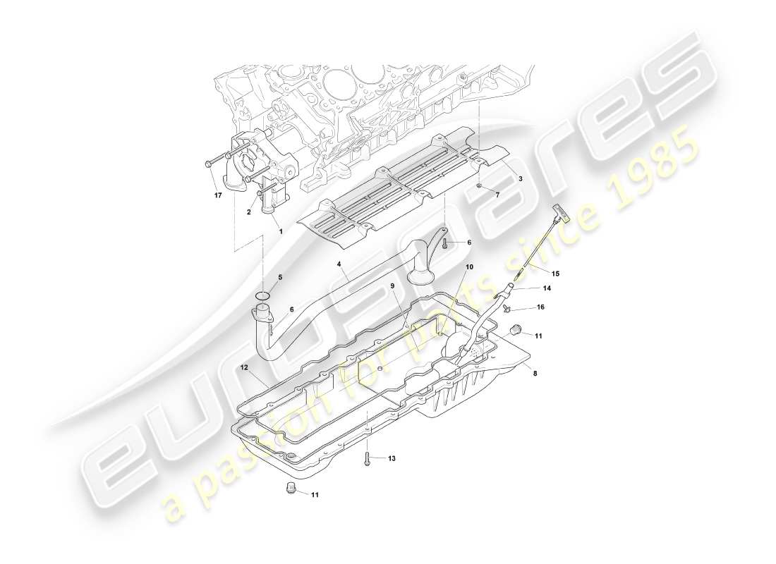 aston martin db7 vantage (1999) diagramma delle parti della pompa dell'olio e della coppa