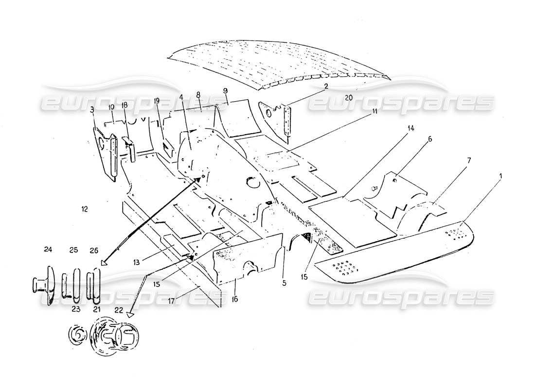 ferrari 330 gt 2+2 (coachwork) diagramma delle parti dei tappeti interni (edizione 2 + 3).