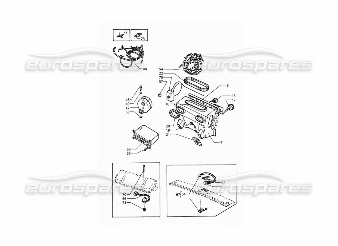 maserati qtp. 3.2 v8 (1999) diagramma delle parti del gruppo climatizzatore automatico (guida a sinistra).