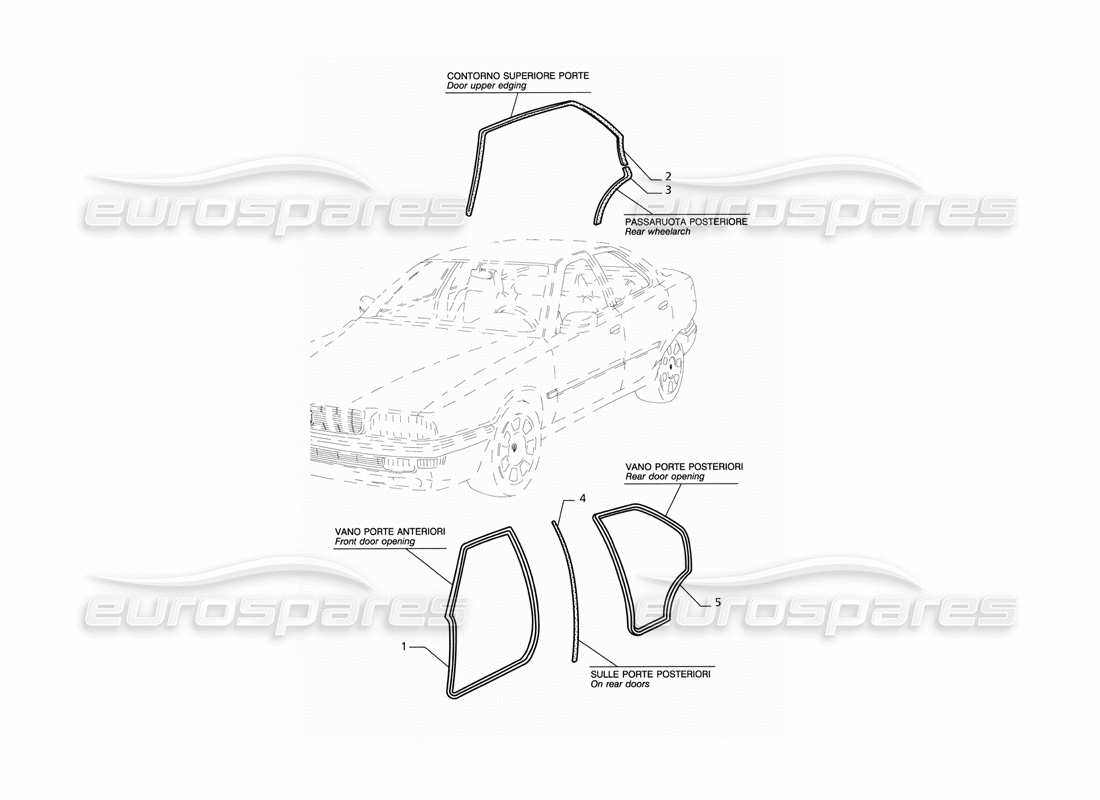 maserati qtp v6 (1996) diagramma delle parti delle guarnizioni esterne