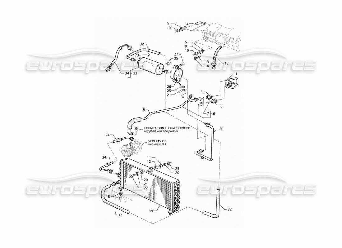 maserati qtp v8 (1998) sistema di climatizzazione (rhd) diagramma delle parti