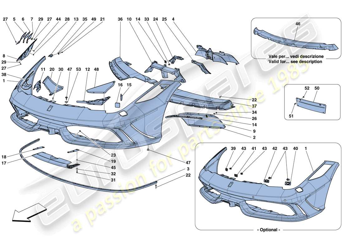 ferrari 458 speciale (rhd) schema delle parti paraurti anteriore