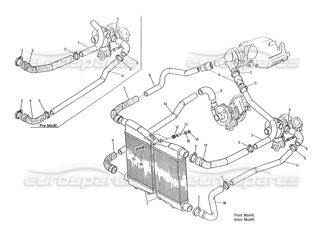 maserati karif 2.8 scambiatore di calore - tubi diagramma delle parti