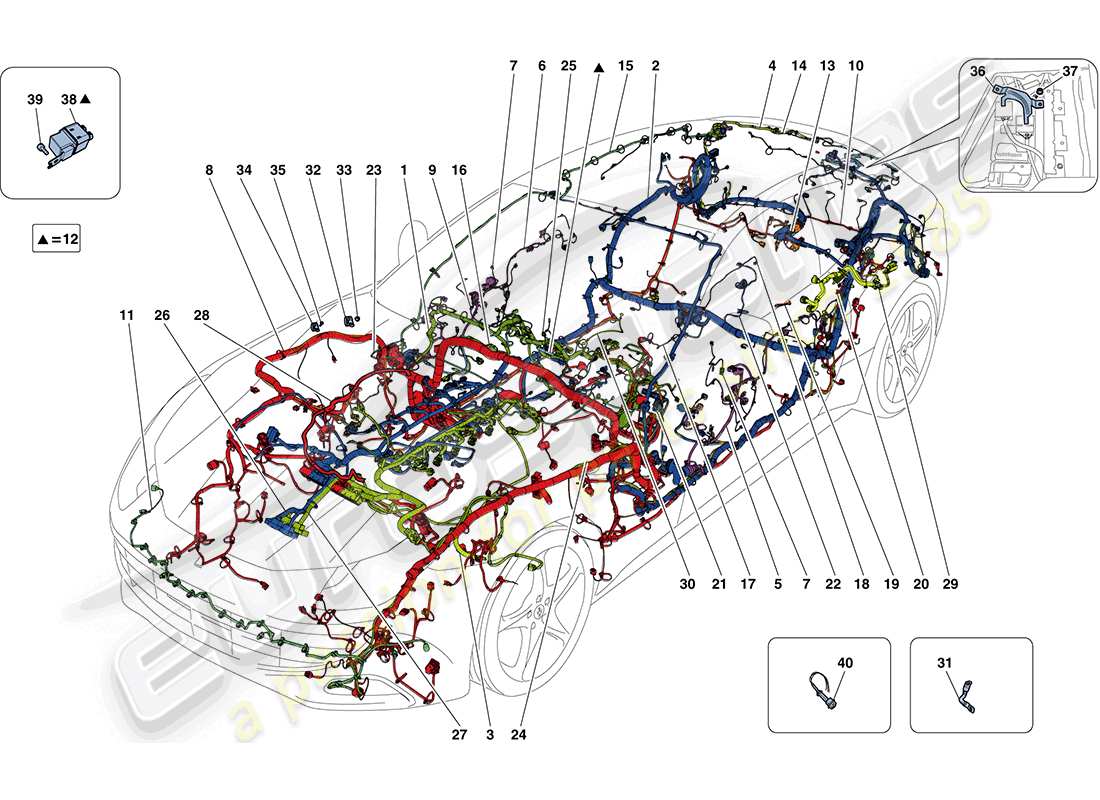 ferrari ff (rhd) cablaggi principali diagramma delle parti