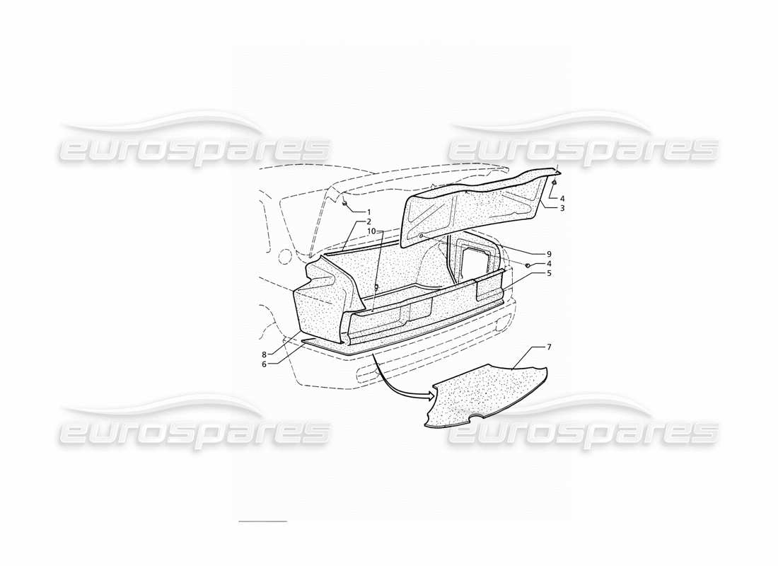 maserati ghibli 2.8 (abs) bagagliaio: tappeti diagramma delle parti