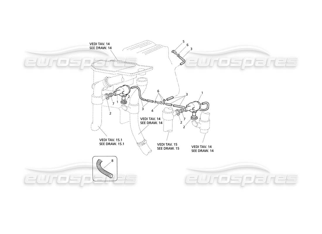 maserati qtp v8 evoluzione sistema con valvola pop-off diagramma delle parti