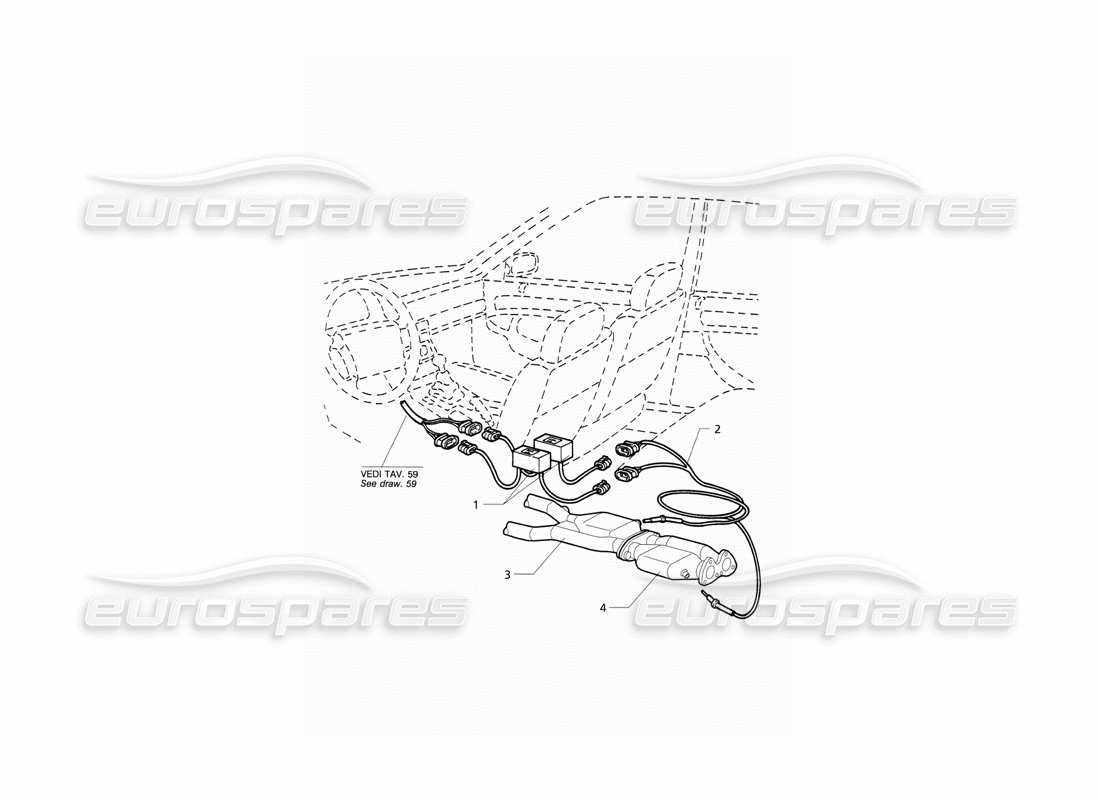 maserati qtp v6 (1996) sistema di scarico (solo giappone) diagramma delle parti