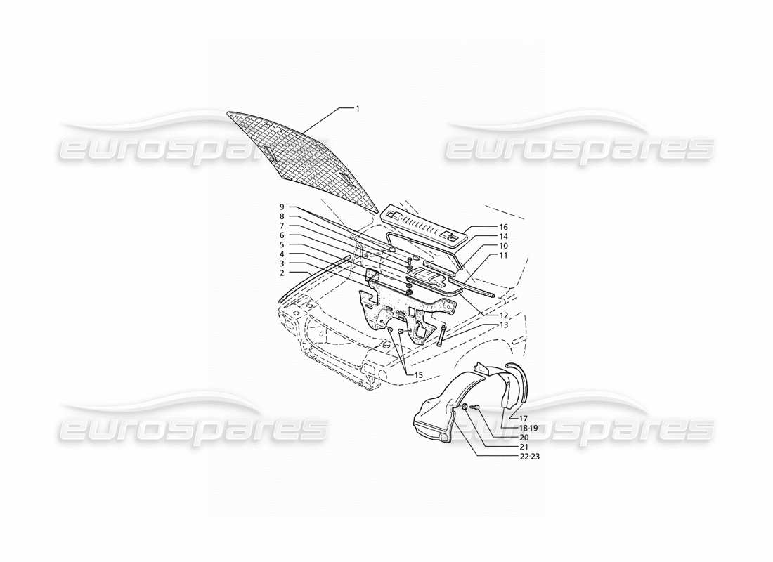maserati ghibli 2.8 (abs) cofano e vano motore diagramma delle parti