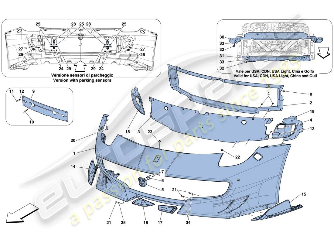 ferrari f12 tdf (europe) paraurti anteriore diagramma delle parti