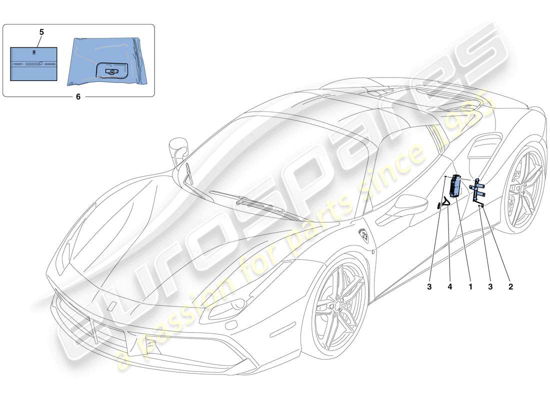 ferrari 488 spider (rhd) diagramma delle parti di telemetria