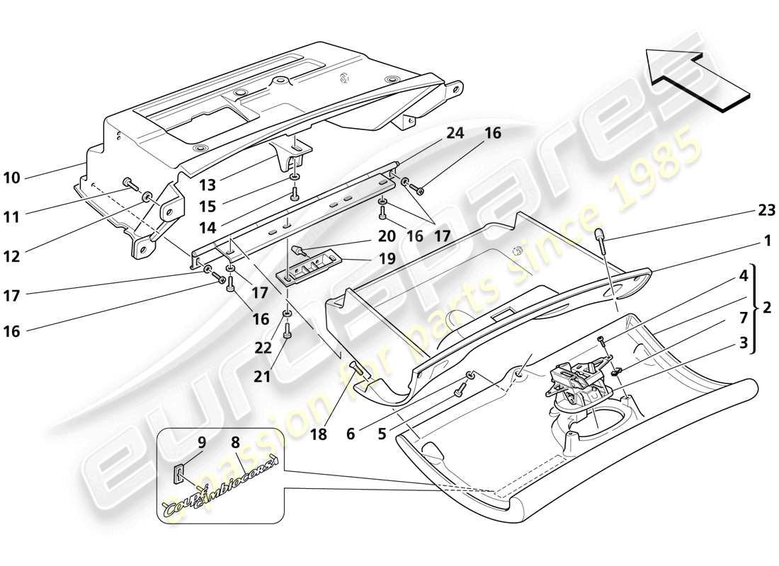 maserati trofeo cassetto del cruscotto diagramma delle parti