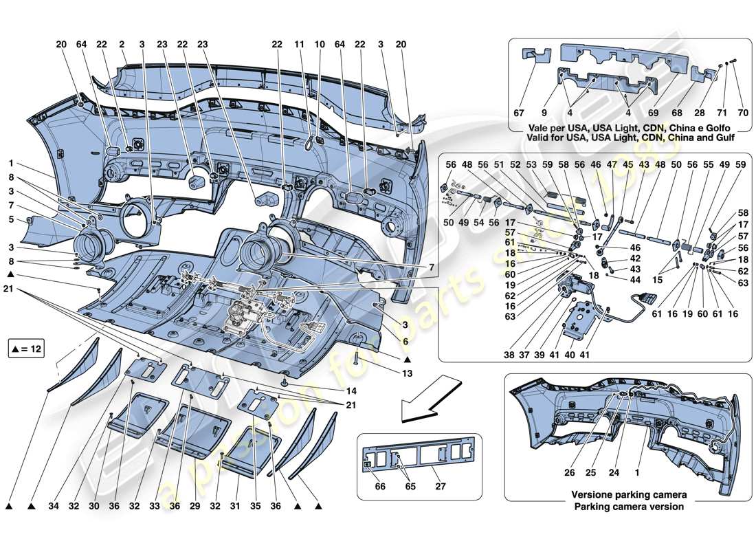 ferrari 458 speciale aperta (usa) schema delle parti paraurti posteriore