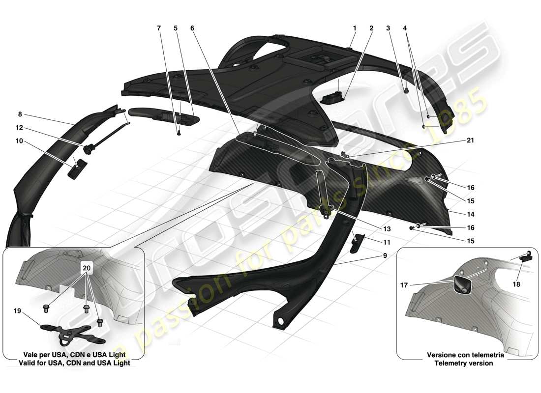 ferrari laferrari (usa) rivestimenti del pieno e accessori diagramma delle parti