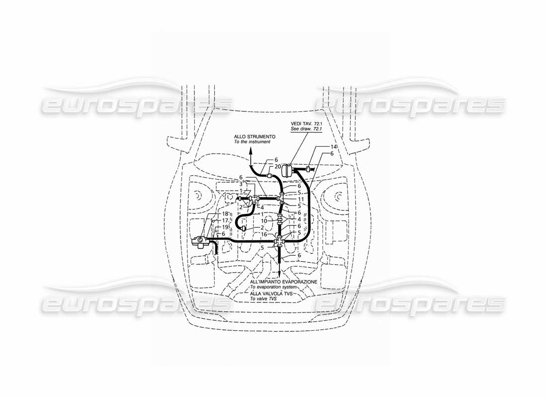 maserati ghibli 2.8 (abs) schema delle parti del sistema di aspirazione (trasmissione destra).