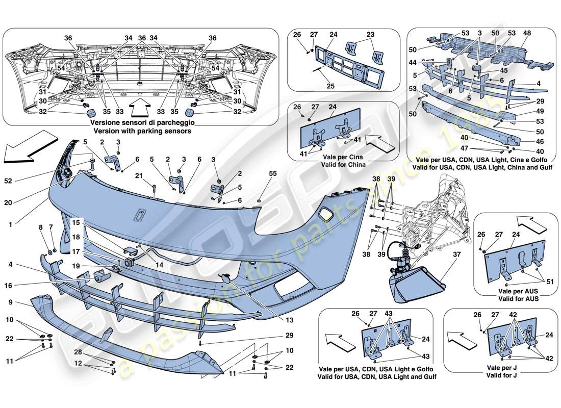 ferrari f12 berlinetta (europe) paraurti anteriore diagramma delle parti