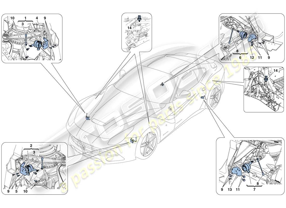 ferrari f12 berlinetta (usa) gestione elettronica (sospensione) diagramma delle parti