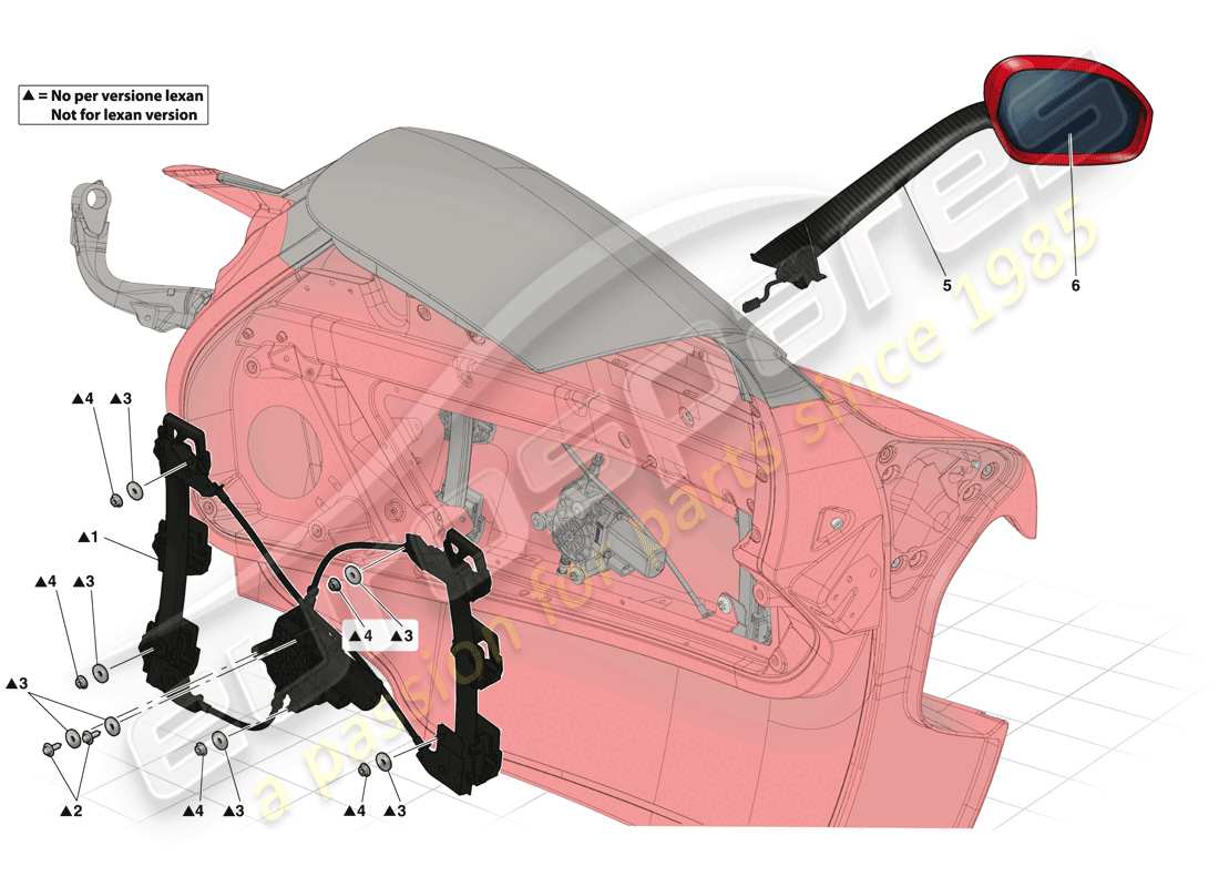 ferrari laferrari (usa) porte - alzacristallo elettrico e specchio retrovisore schema delle parti