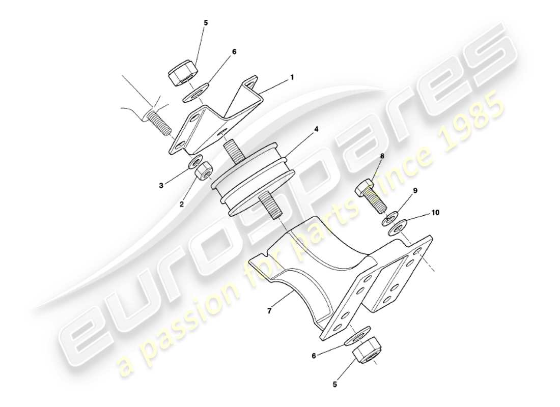 aston martin v8 volante (2000) supporti del motore diagramma delle parti
