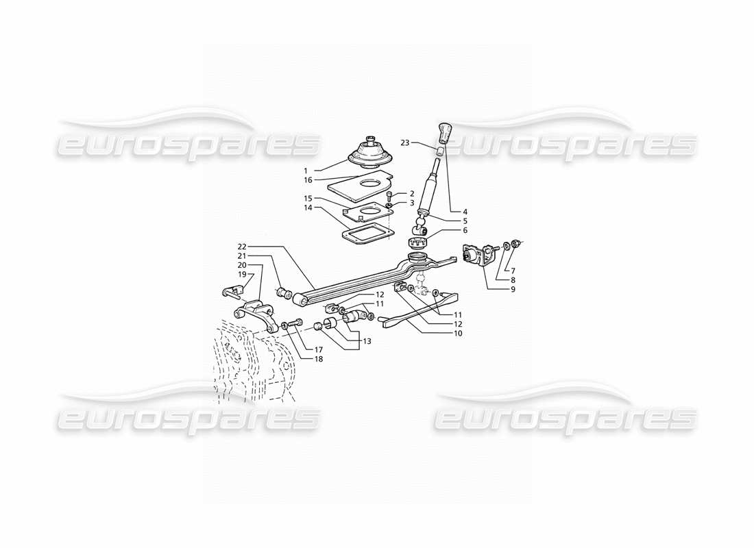 maserati ghibli 2.8 (abs) velocità di trasmissione getrag 6: diagramma delle parti dei controlli esterni
