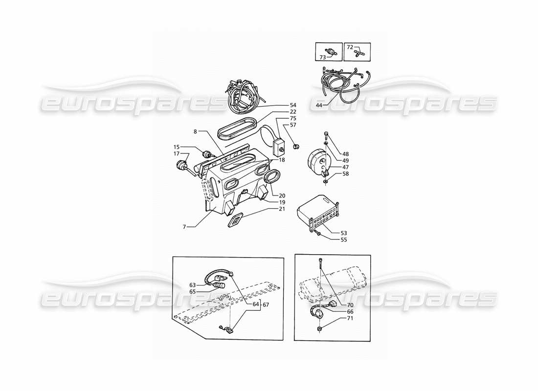 maserati ghibli 2.8 (abs) diagramma delle parti del gruppo climatizzatore automatico (guida a destra).