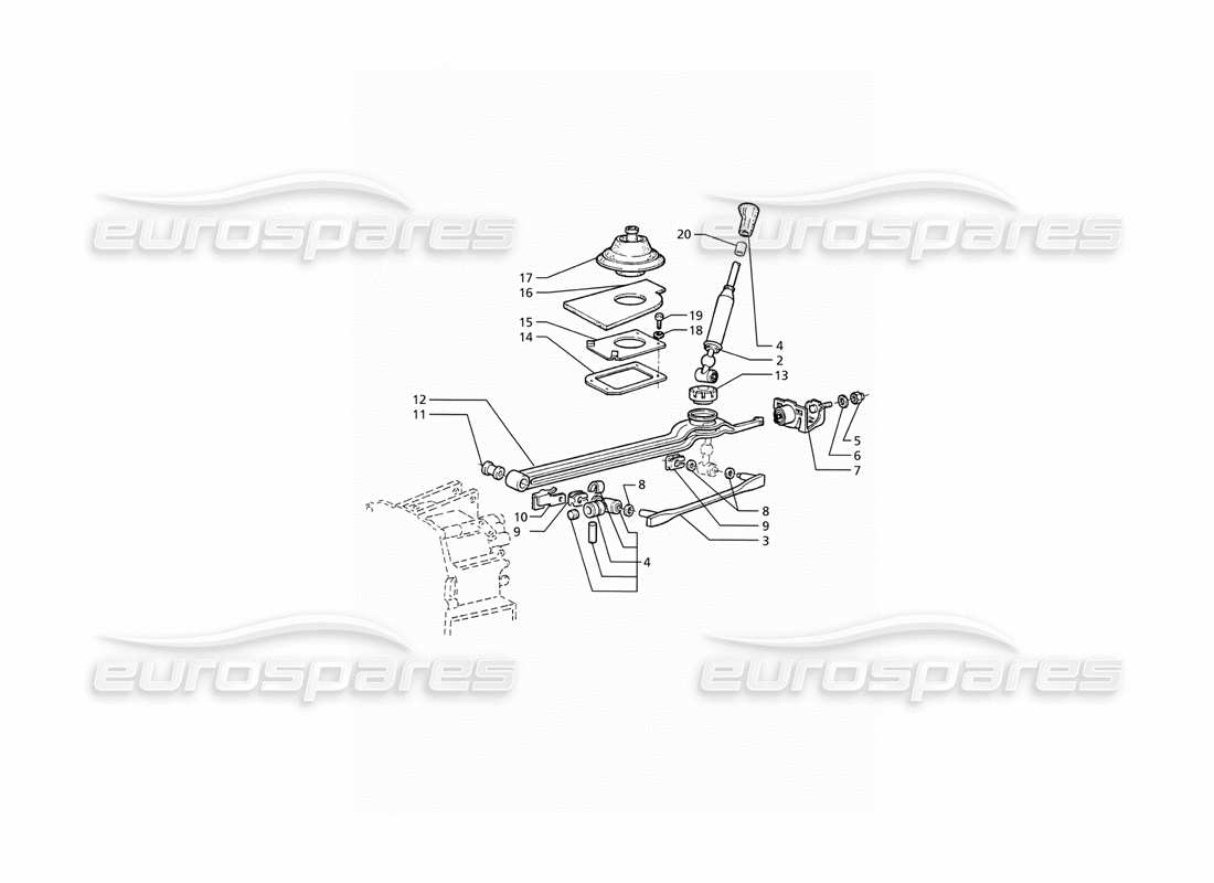 maserati ghibli 2.8 (abs) velocità di trasmissione getrag 5: diagramma delle parti dei controlli esterni