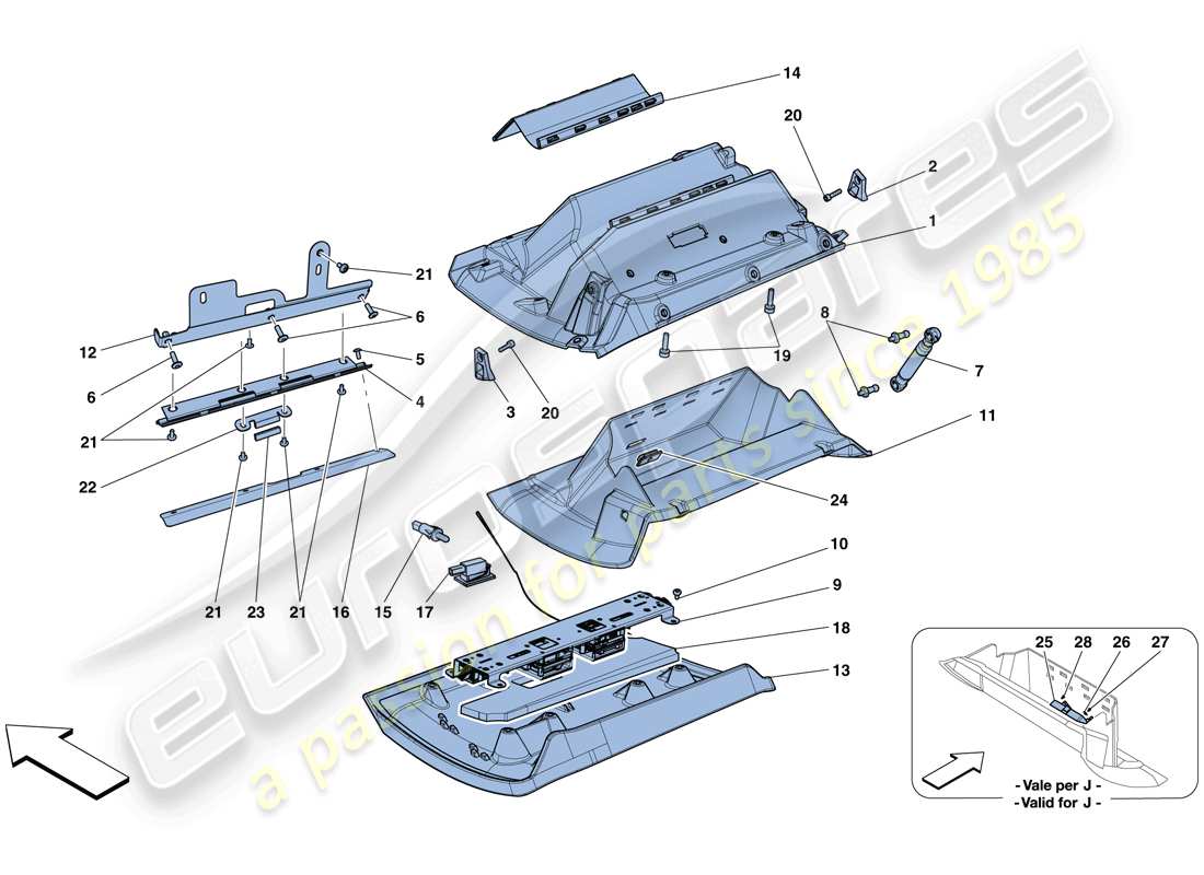 ferrari f12 berlinetta (usa) vano portaoggetti diagramma delle parti