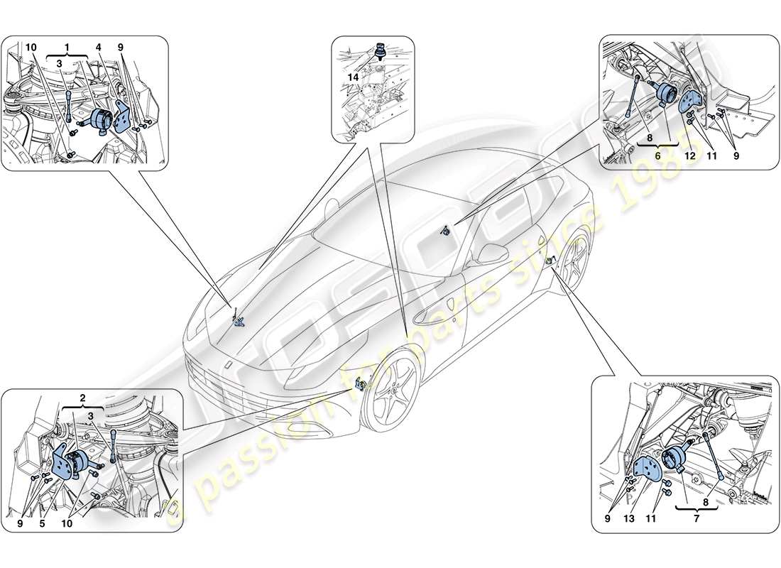 ferrari ff (europe) gestione elettronica (sospensione) diagramma delle parti
