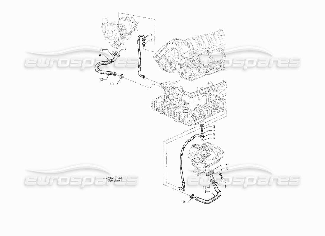 maserati qtp v8 (1998) lubrificazione turbosoffianti diagramma delle parti