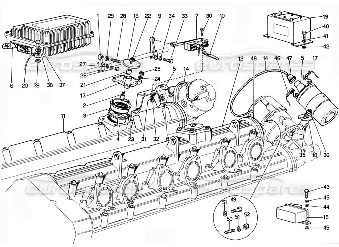 ferrari 365 gtc4 (mechanical) accensione elettronica - schema delle parti di revisione