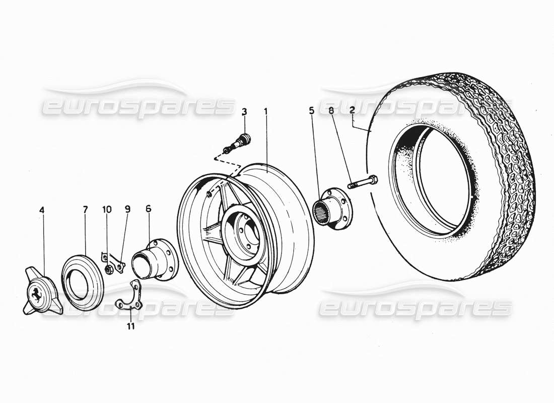 ferrari 365 gtc4 (mechanical) ruote - diagramma delle parti di revisione