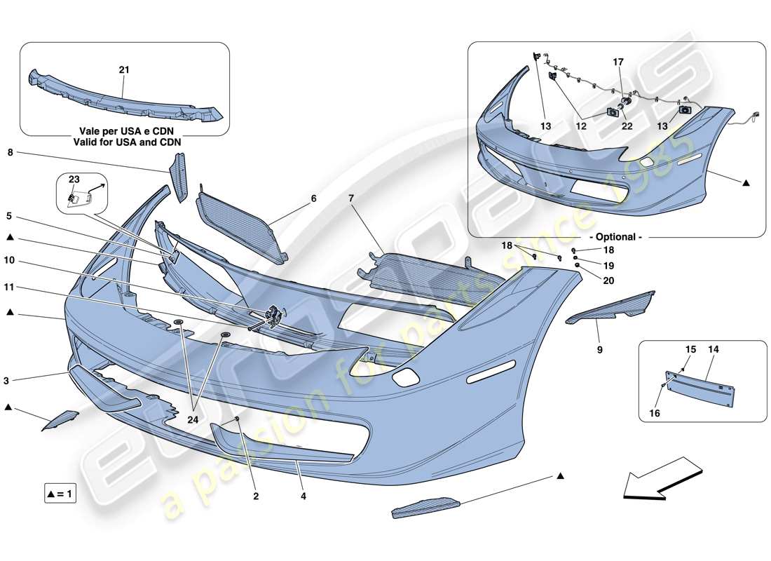 ferrari 458 spider (europe) schema delle parti paraurti anteriore
