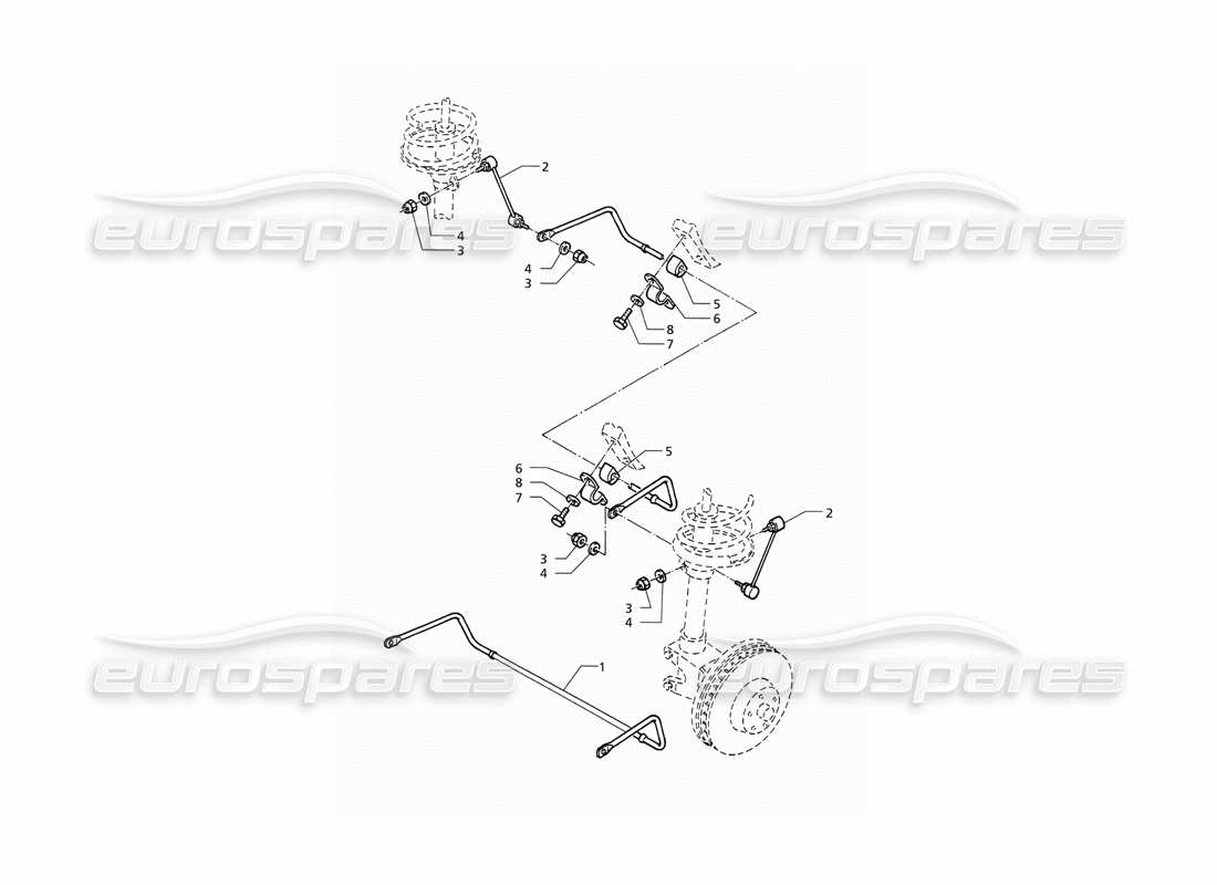 maserati qtp v8 (1998) barra stabilizzatrice diagramma delle parti