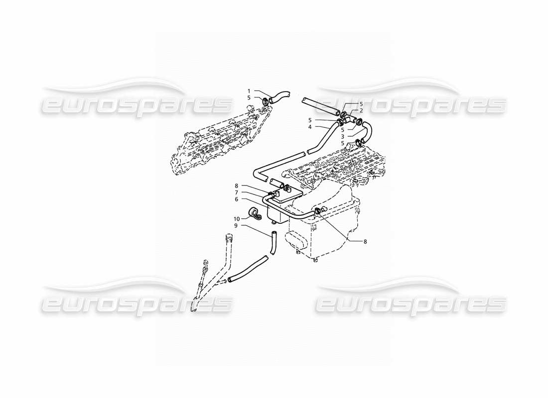 maserati qtp. 3.2 v8 (1999) diagramma delle parti per il recupero dei vapori d'olio