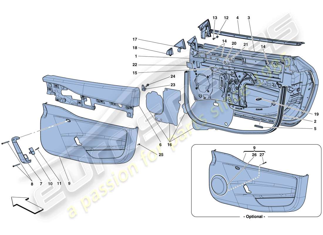 ferrari 458 speciale (europe) porte - sottostruttura e rivestimento diagramma delle parti