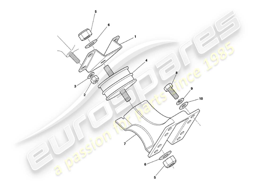 aston martin v8 volante (1999) supporti del motore diagramma delle parti