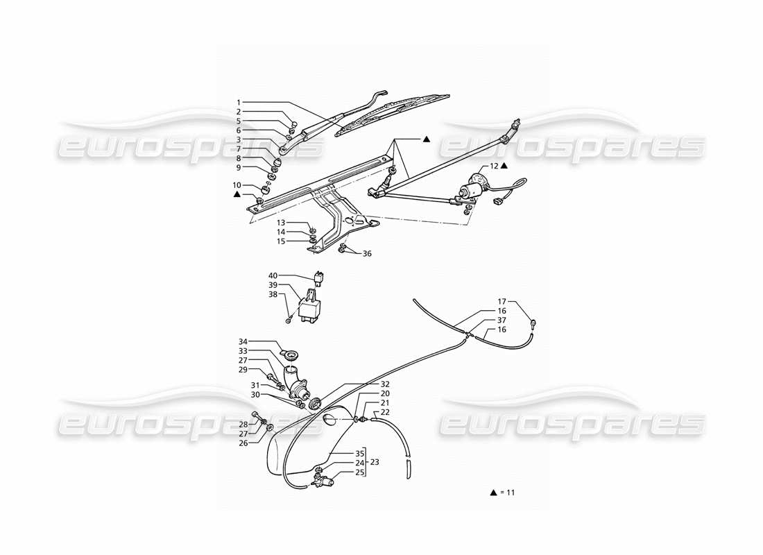 maserati ghibli 2.8 (abs) schema delle parti rondella del parabrezza (guida a destra).