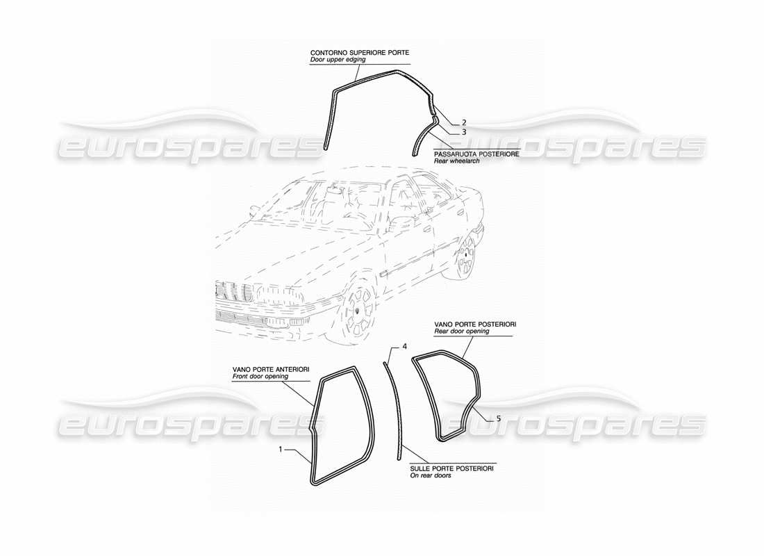 maserati qtp v8 (1998) guarnizioni esterne diagramma delle parti