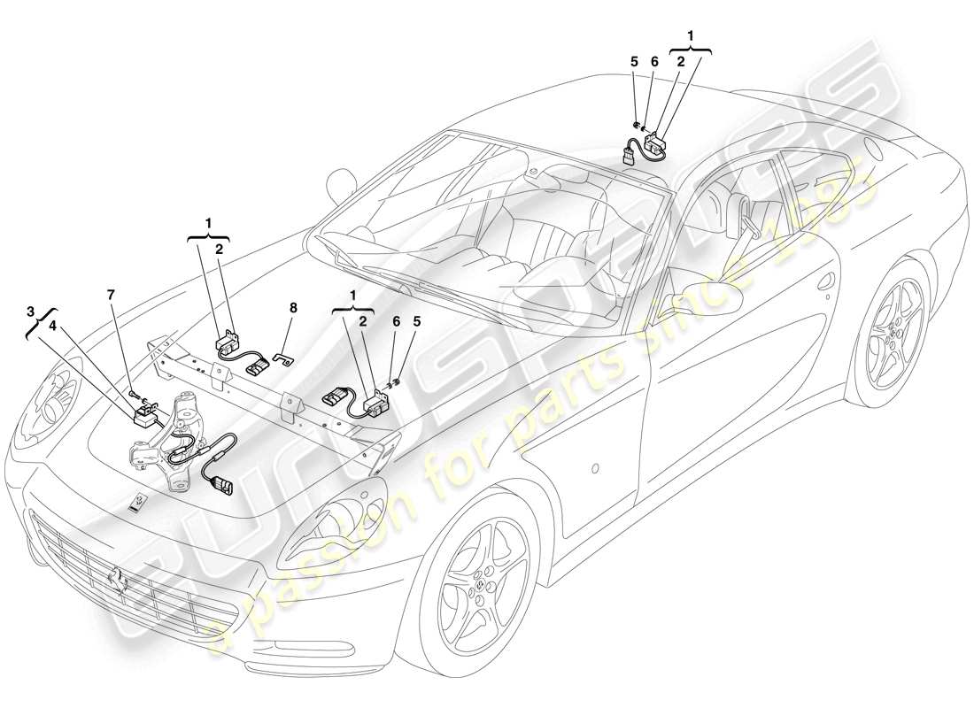 ferrari 612 sessanta (rhd) sensori di accelerazione schema delle parti