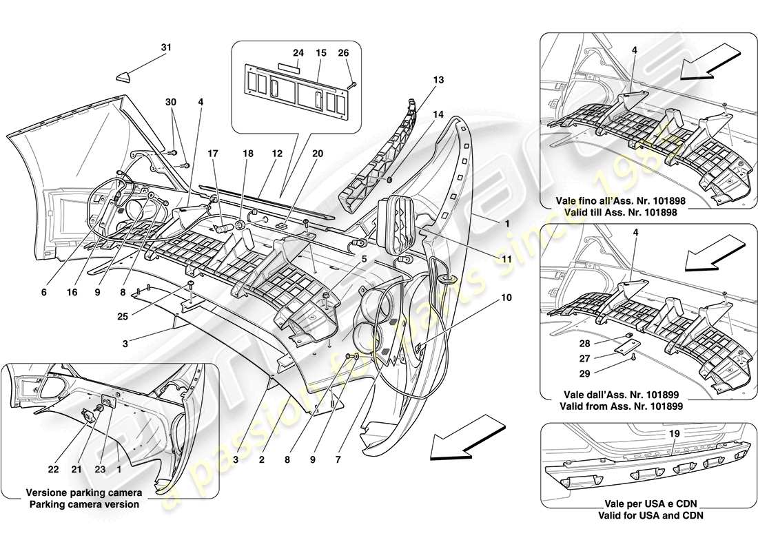 ferrari california (usa) paraurti posteriore diagramma delle parti
