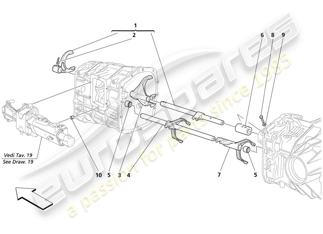 maserati trofeo diagramma delle parti dei controlli interni del cambio