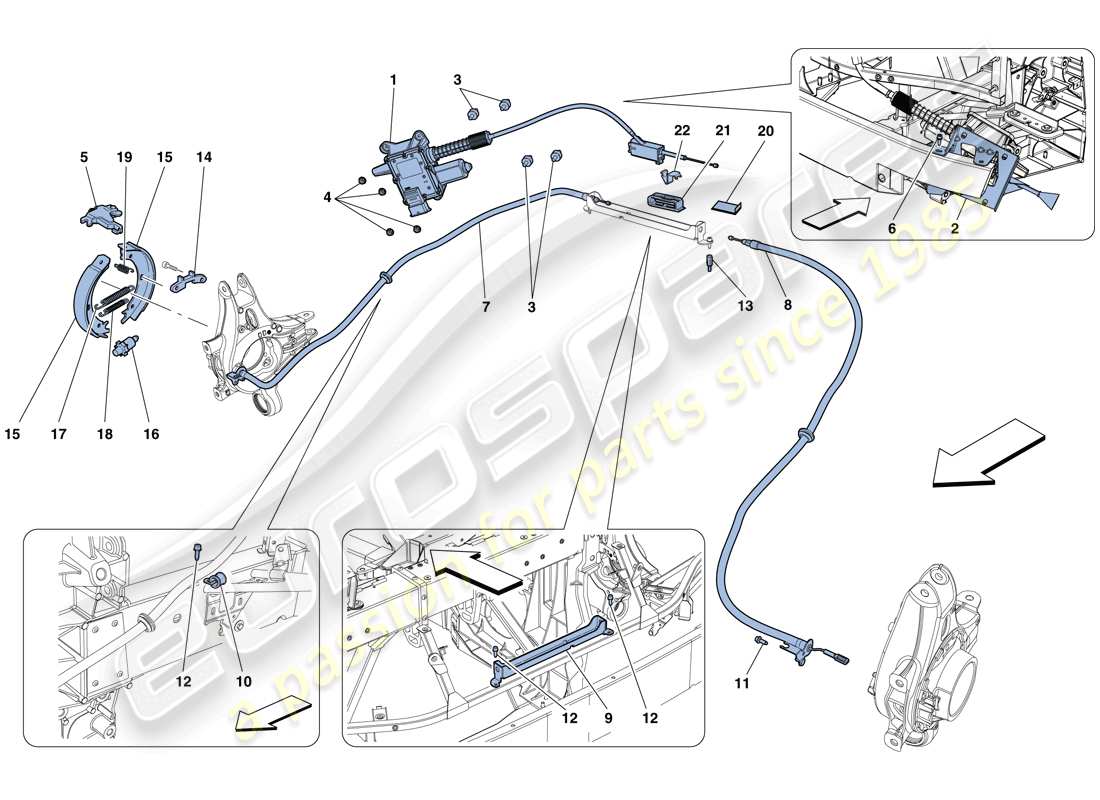 ferrari 458 spider (rhd) controllo del freno di stazionamento schema delle parti