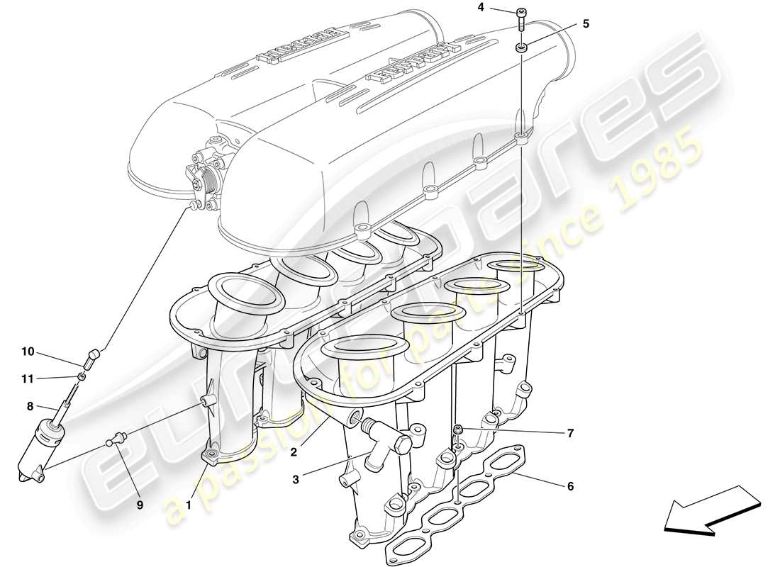 ferrari f430 coupe (usa) collettore di aspirazione schema delle parti