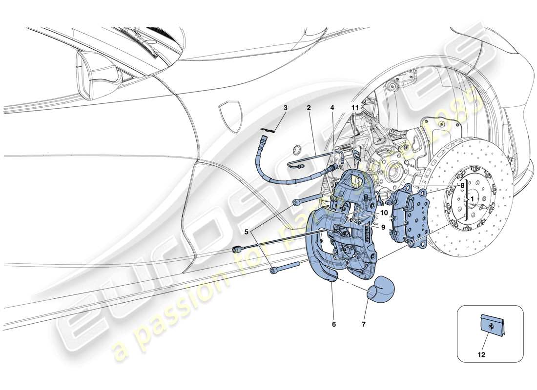 ferrari 812 superfast (rhd) pinze freno anteriore schema delle parti