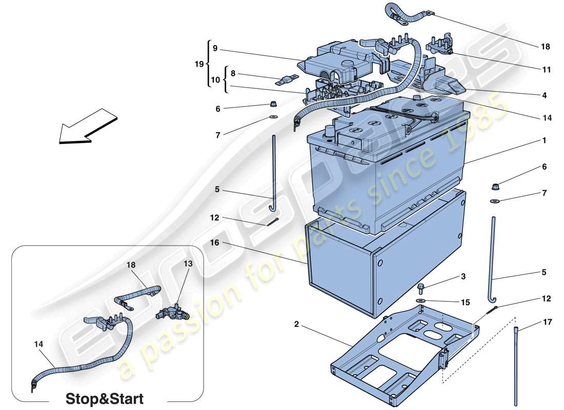 ferrari f12 berlinetta (europe) diagramma delle parti della batteria