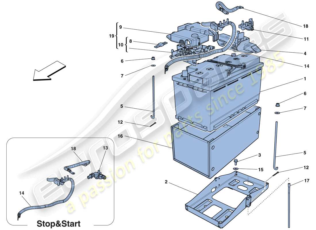 ferrari f12 berlinetta (europe) batteria diagramma delle parti