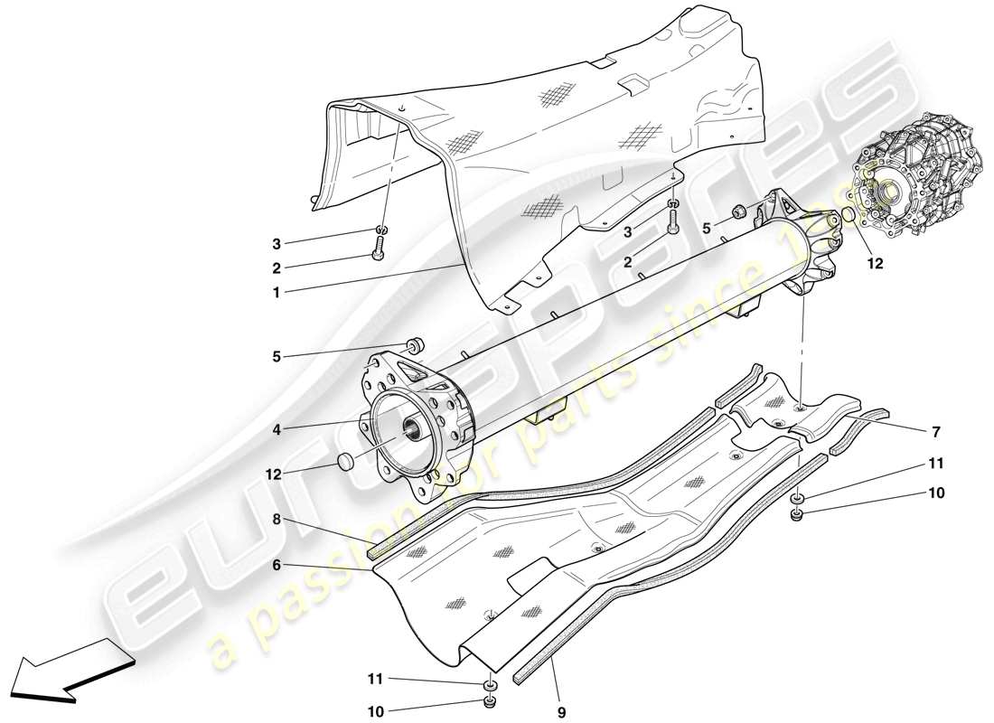 ferrari 599 gto (rhd) tubo e isolante connettore motore/cambio diagramma delle parti