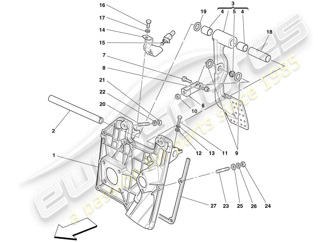 ferrari f430 scuderia spider 16m (usa) schema delle parti della pedaliera